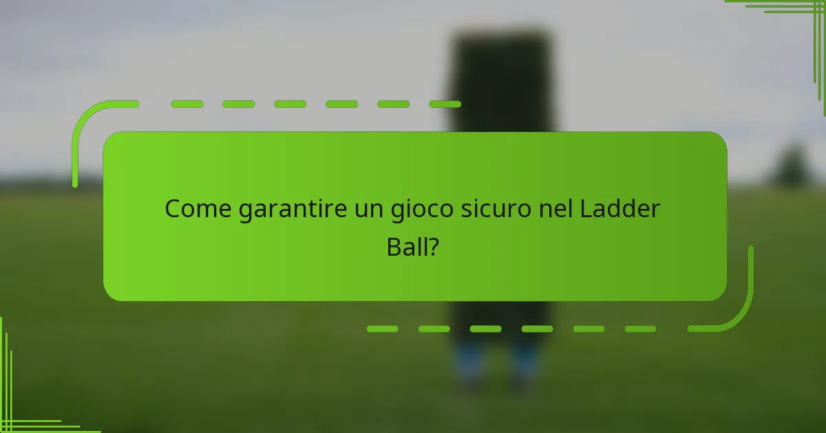 Come garantire un gioco sicuro nel Ladder Ball?