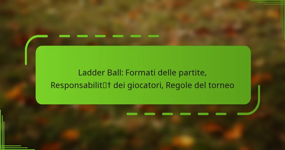 Ladder Ball: Formati delle partite, Responsabilità dei giocatori, Regole del torneo