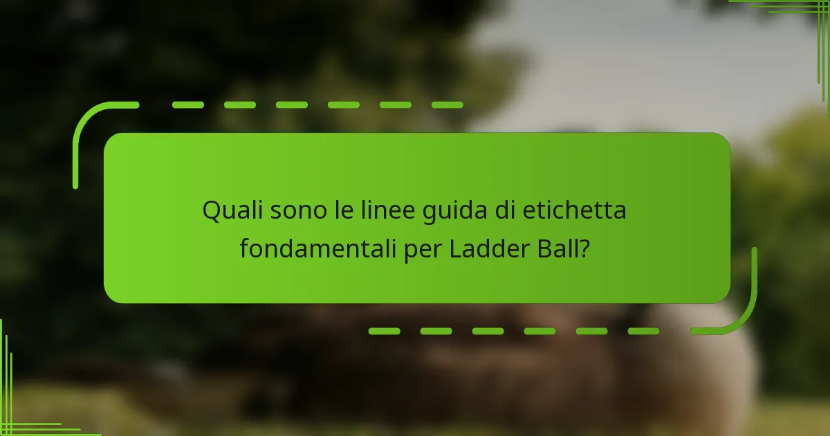 Quali sono le linee guida di etichetta fondamentali per Ladder Ball?