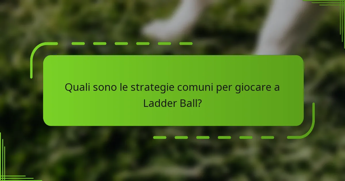 Quali sono le strategie comuni per giocare a Ladder Ball?